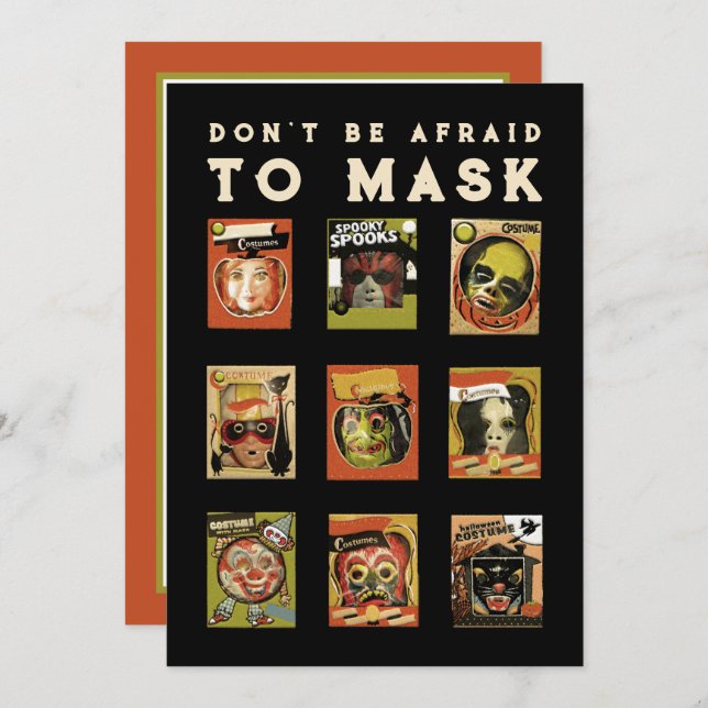 Convites Vintage Halloween Party (Frente/Verso)