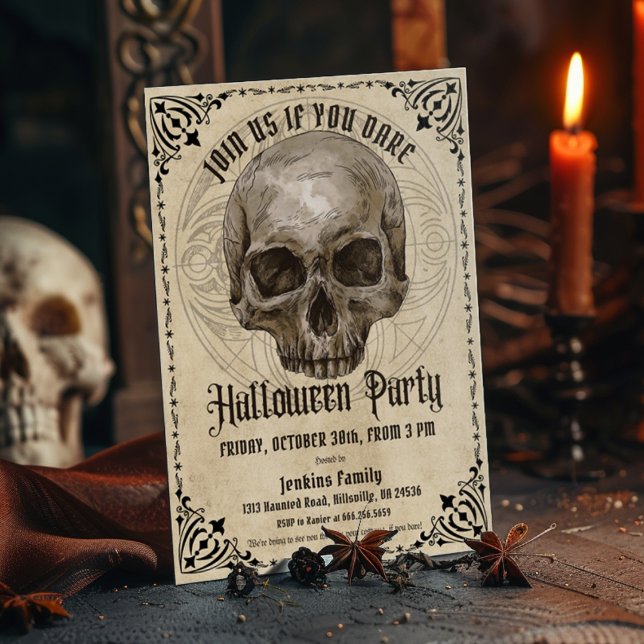 Convites Vintage Halloween Party (Criador carregado)