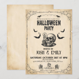 Convites Vintage Halloween Party Adulto Skull