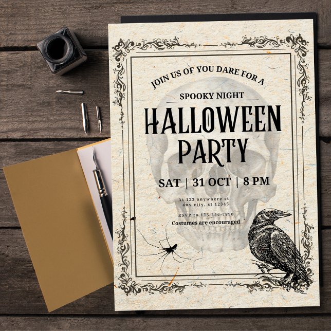Convites Vintage Halloween Party - Convidado para Festa de  (Criador carregado)
