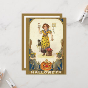 Convites Vintage Halloween preparando-se para a festa