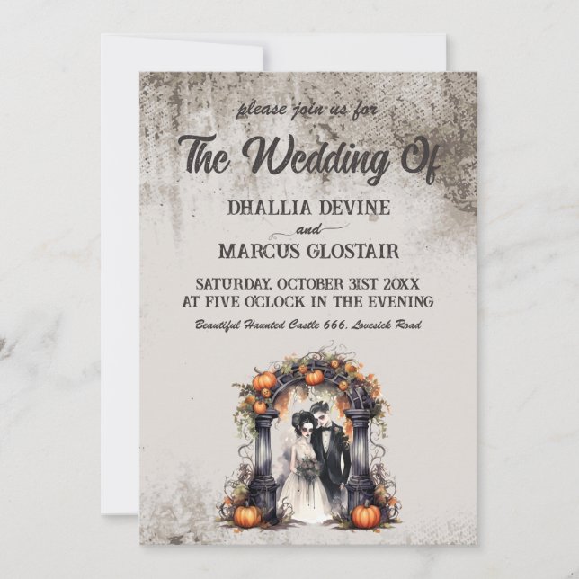 Convites Vintage Halloween Wedding (Frente)
