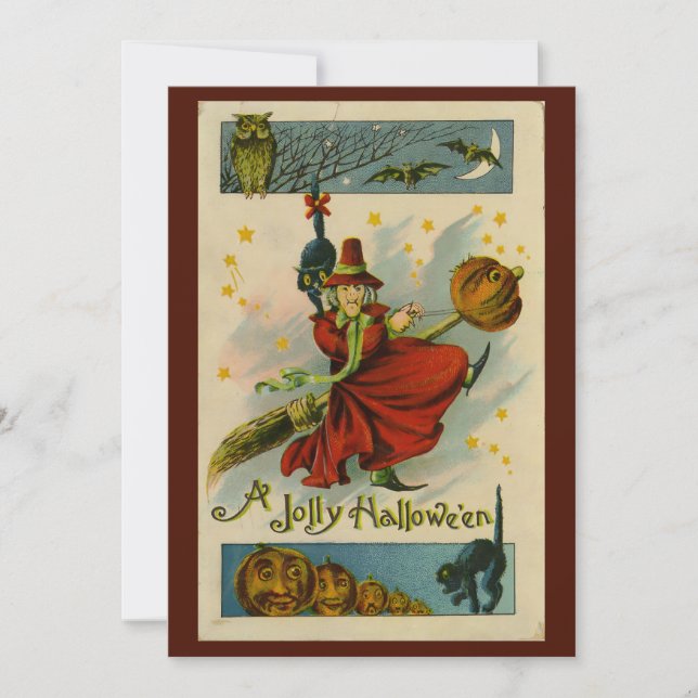 Convites Vintage Halloween Witch (Frente)