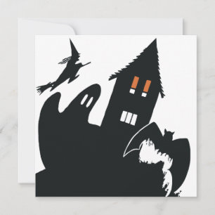 Convites Vintage Halloween Witch Ghost Haunted House Party