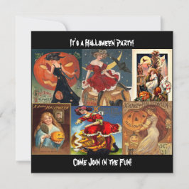 Convites Vintage Halloween Women Montage Card