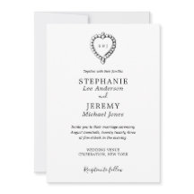 Vintage Heart Black and White Invitation