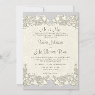 Convites Vintage Hearts Country Violet