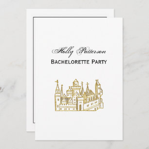 Convites Vintage Heraldic Castle #2 Crest Faux Dourado