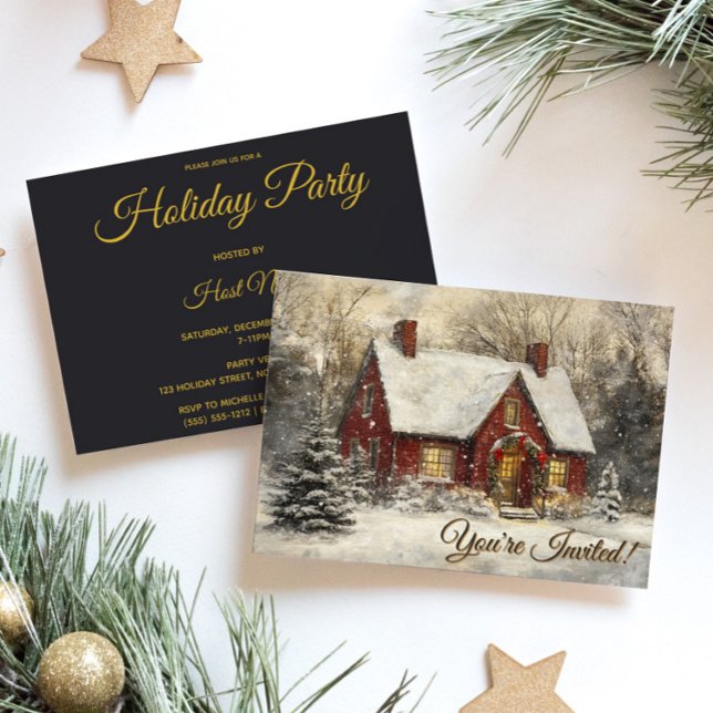 Convites Vintage Holiday House Party (Criador carregado)