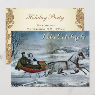 Convites Vintage Holiday Sled Ives Natal