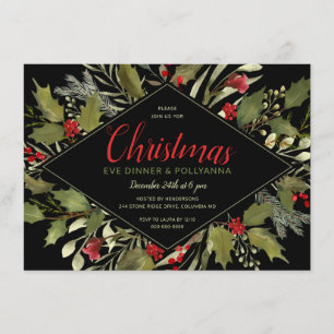 Convites Vintage Holly, do Partido das Vésperas de Natal