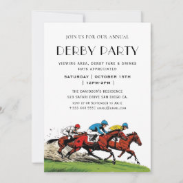 Convites Vintage Horse Race Jockey Derby Party Invitation
