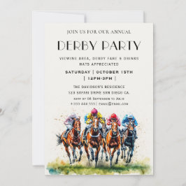 Convites Vintage Horse Race Jockey Derby Party Invitation
