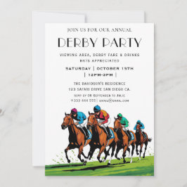 Convites Vintage Horse Race Jockey Derby Party Invitation