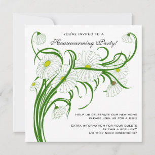 Convites Vintage Housearming, Gerber Daisy Floral