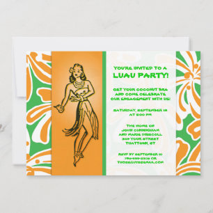 Convites Vintage Hula Dancer Luau