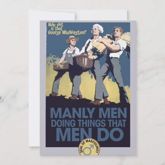 Convites Vintage Humor Manly MEN (Frente)