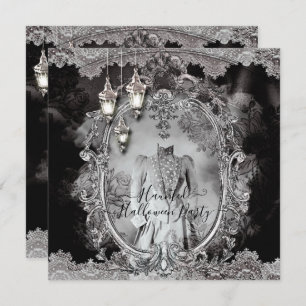 Convites Vintage Hunted Lady Halloween Festa de Janto 