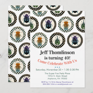 Convites Vintage Insetos Aniversário Festa de Ciências