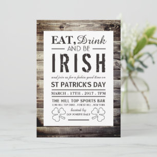 Convites Vintage Irish Wood Dia de São Patrício