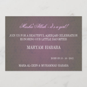 Convites Vintage islâmica de uma bebê islâmica do Masall