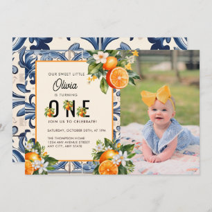 Convites Vintage Italiano Citrus Orange First Birday