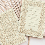 Convites Vintage Ivory Brown Ornamentado Weding Scrollwork<br><div class="desc">Este maravilhoso convite para o casamento apresenta um fundo de marfim inspirado em vintage com um belo trabalho de escrolagem marrom, criando um eterno e um visual elegante. A intrincada design decorativa enquadra os detalhes do casamento, acrescentando uma sensação de luxo e sofisticação. O texto é apresentado numa letra serif...</div>