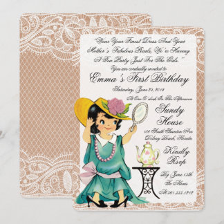 Convites Vintage Ivory Burlap Primeiro Aniversário
