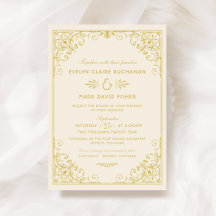 Vintage Ivory e Dourada Arte Casamento