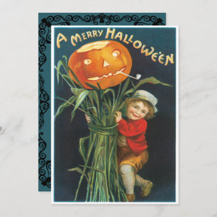 Convites Vintage Jack E Pumpkin Stalk Halloween
