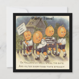 Convites Vintage Jack o'Lantern Boys Steeling Gate