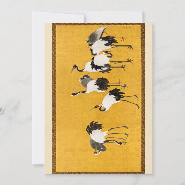 Convites Vintage Japonês Crane Art (Frente)