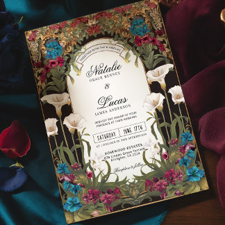 Convites Vintage Jewel Tone Calla Lily Art Nouveau Casament