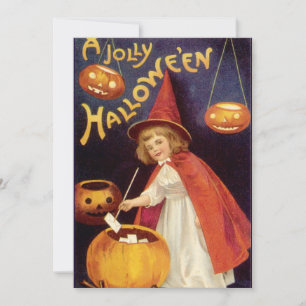Convites Vintage Jolly Halloween Bruxa por Ellen Clapsaddle