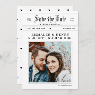 Convites Vintage Jornal Foto Casamento Salve a Data
