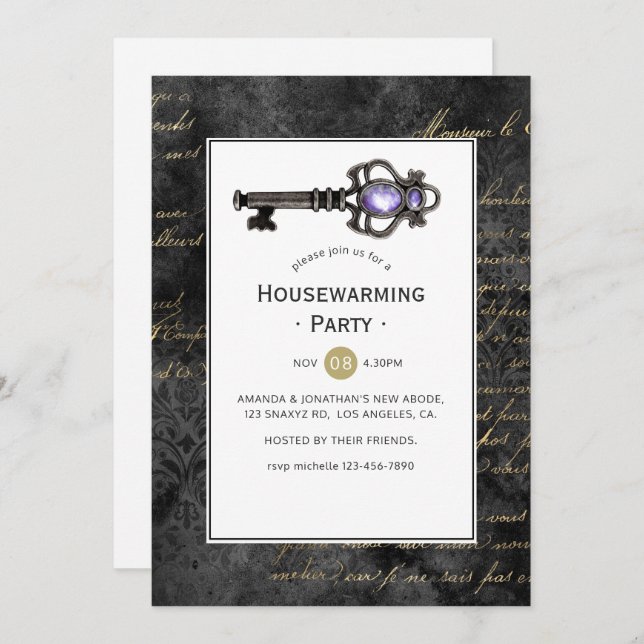 Convites Vintage Key Housearming Party (Frente/Verso)