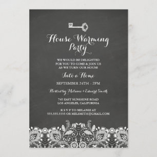 Convites Vintage Key & Lace Housearming Party