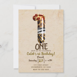 Convites Vintage Kraft Safari, Partido primeiro aniversario