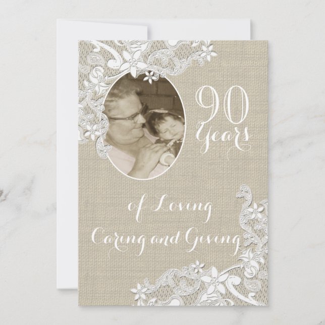 Convites Vintage Lace Birthday com Foto (Frente)