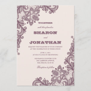 Convites Vintage Lace Blush Pink e Casamento Russo Mauve