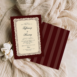 Convites Vintage Lace Burgundy Wedding Invitation