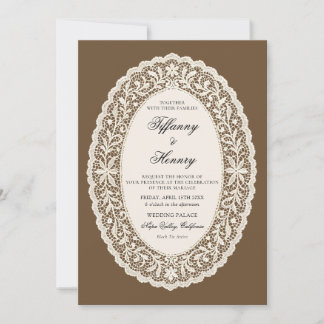 Convites Vintage Lace Doily Wedding Invitation