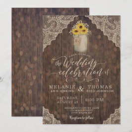Convites Vintage Lace e Sunflower Wedments Invtions