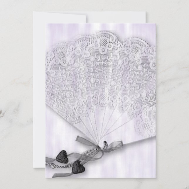Convites Vintage Lace Fan Wedding (Frente)