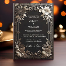Vintage Lace Floral Gold Foil Emboscada Casamento
