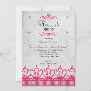 Convites Vintage Lace (Grunge Look) Sweet 16 Invitation