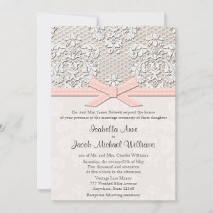 Convites Vintage-Lace Invitations Pink