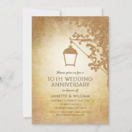 Convites Vintage Lamp 10th Wedding Anniversário Rustic Fall