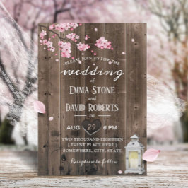 Convites Vintage Lantern Cherry Blossom Floral Barn Casamen