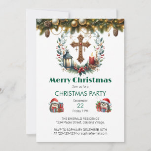 Convites Vintage Lanterna Cross Christmas